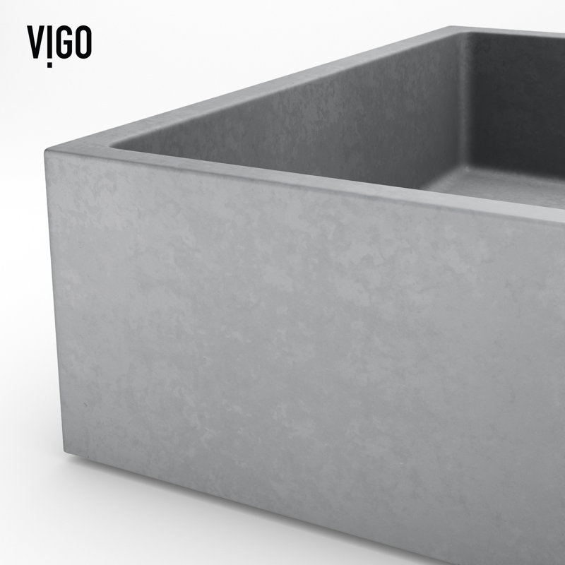 Orvieto Gothic 24" L x 15" W x 5" H Grey Handmade Rectangular Vessel Bathroom Sink