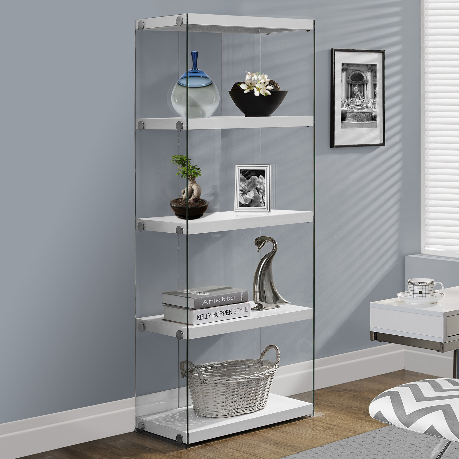 Glass bookshelves shop for sale