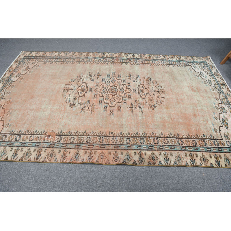 Tapis turc rétro à motif floral Oushak fait à la main pour le salon et la chambre à coucher