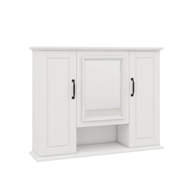 Armoire de rangement murale 36 po, armoire murale avec miroir, armoire à pharmacie avec porte triple, Blanc