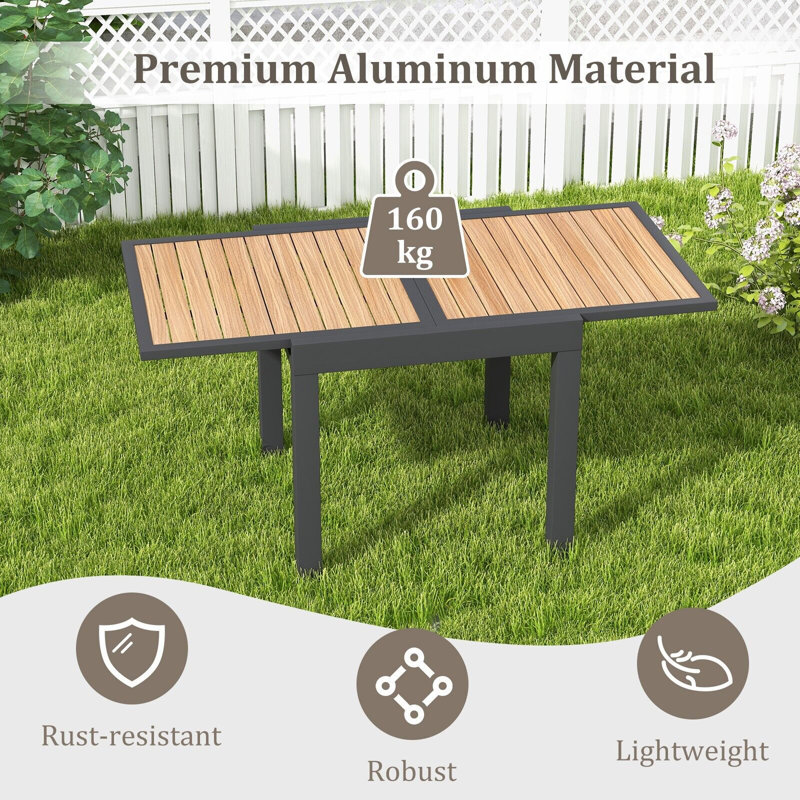Bellda Rectangular Extendable Outdoor Dining Table , 160cm cm W 31.49cm cm D
