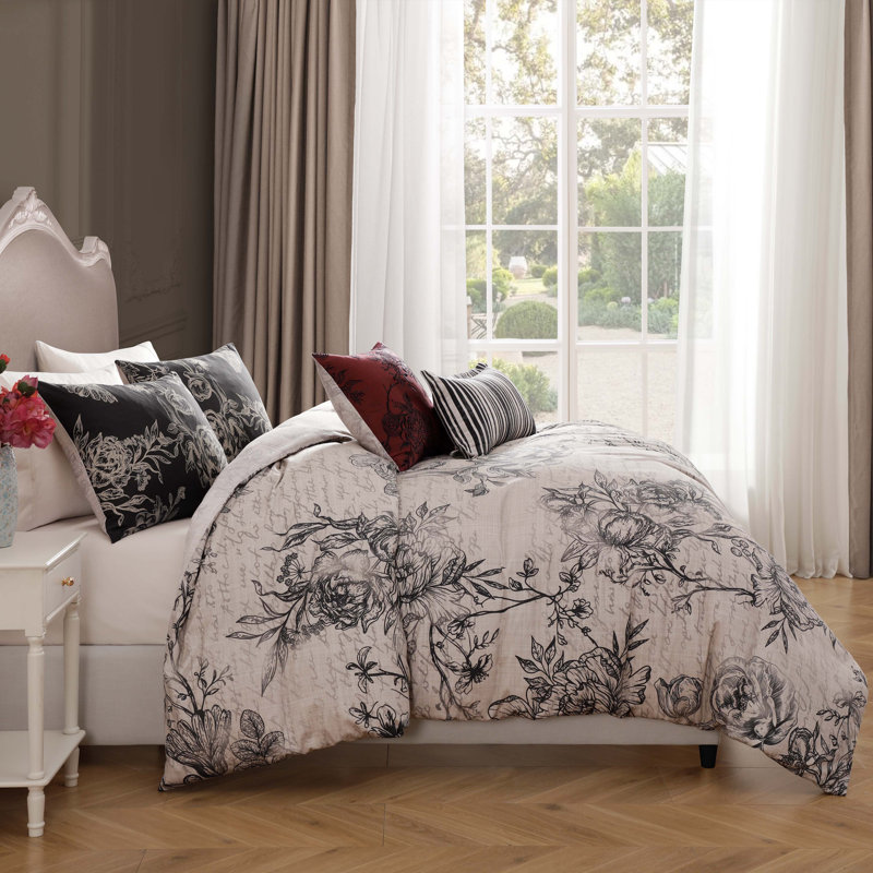 Bebejan French Linen 100% Cotton Sateen 5 Piece Reversible Comforter Set, King Comforter + 4 Additional Pieces