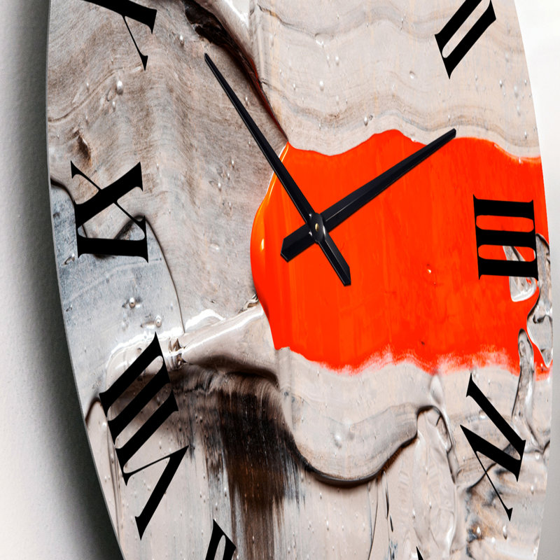Vague rouge sur fond blanc cassé - horloge murale moderne, Petit