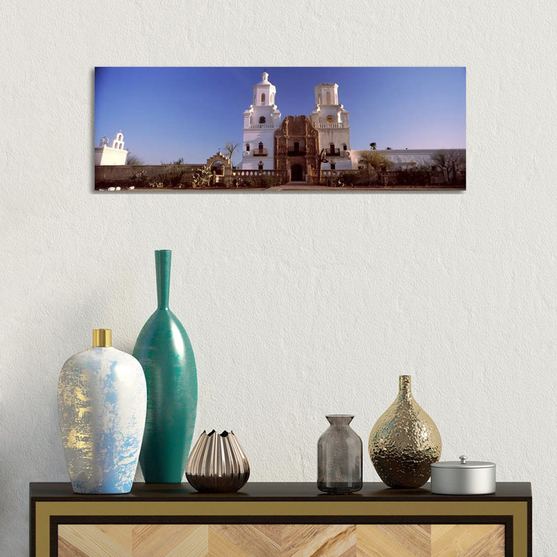 Low Angle View Of A Church, Mission San Xavier Del Bac, Tucson, Arizona, USA #2 - Wrapped Canvas Panoramic Print