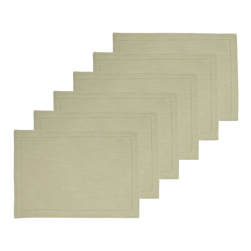 Ensemble de 6 napperons Hemstitch, Vert