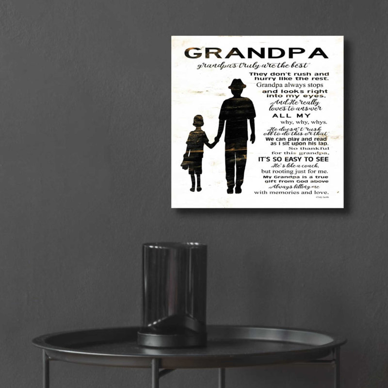 «My Grandpa is the Best» par Cindy Jacobs, art mural en verre acrylique, H 12 po x l 12 po x P 0,13 po
