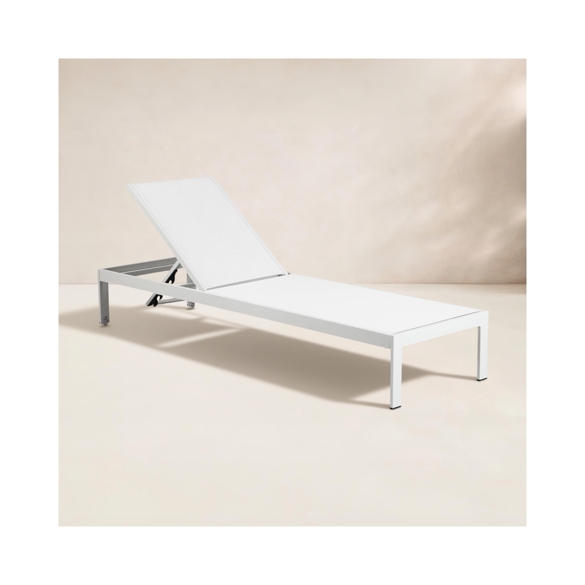 Aynura Outdoor Aluminum Chaise Lounge, White