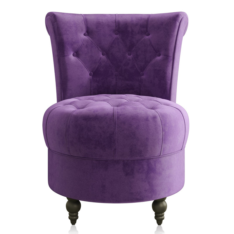 Akeeyla Velvet Barrel Chair, Purple