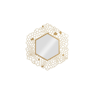 Miroir hexagonal nid d'abeille en laiton