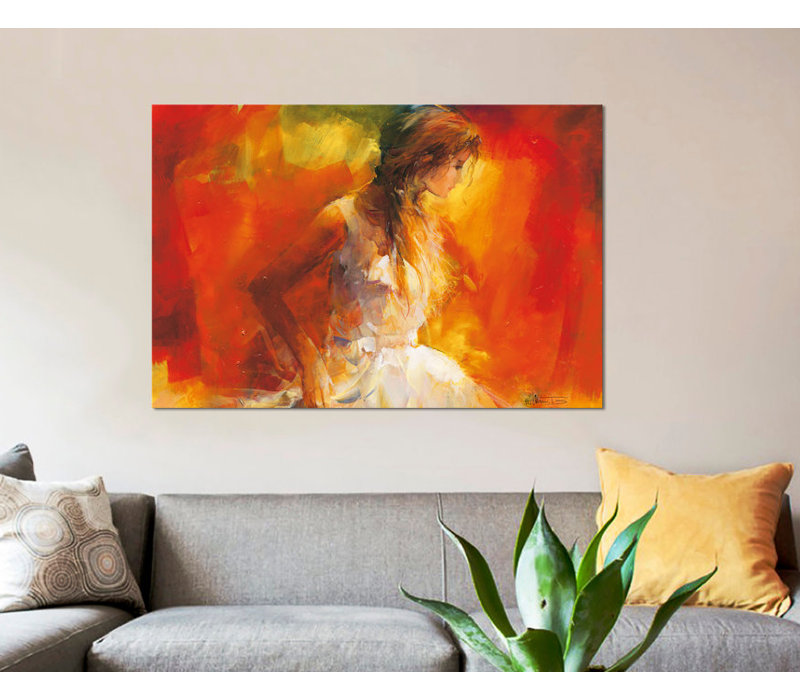 « young fille i », impression sur toile, H 8 po x l 12 po x P 0,75 po, Toile tendue, Pas de tapis