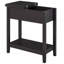 Table de bout, table d'appoint étroite avec plateau rabattable, armoire de rangement, tablette inférieure pour le salon, café foncé