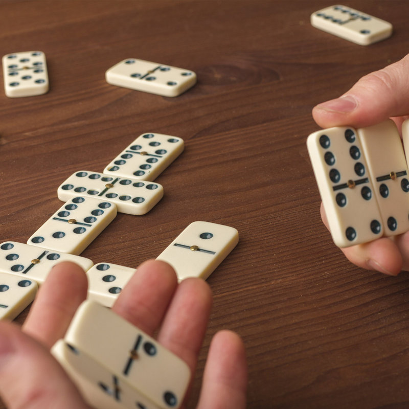 Ensemble 28 pièces dominos ivoire pour adultes et enfants avec étui de rangement en bois