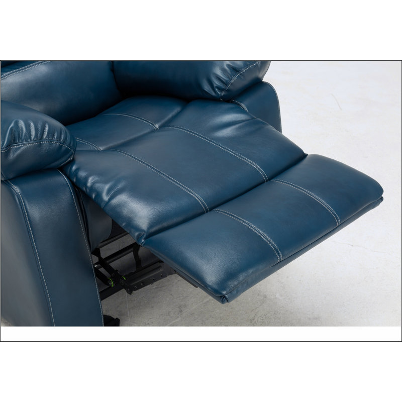 Fauteuil inclinable en cuir bleu marine Charlotte