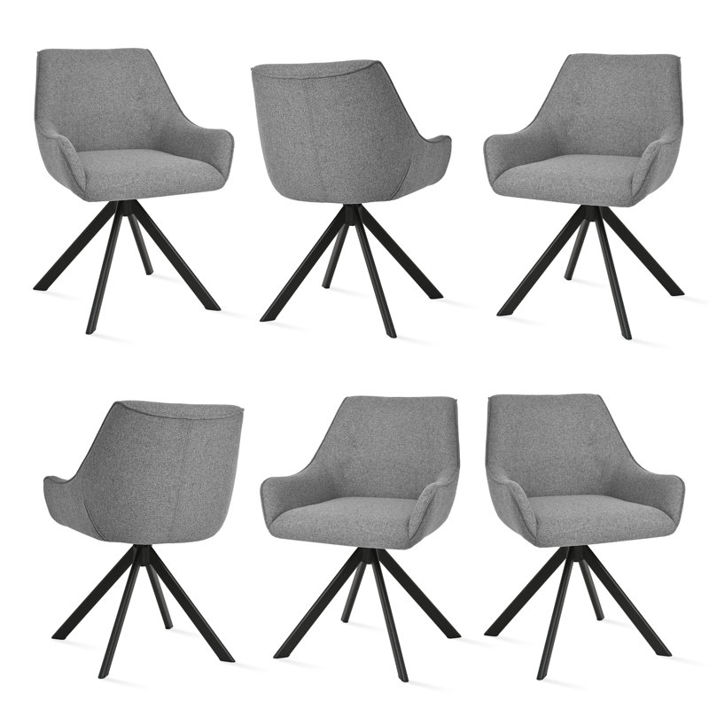 Gefjun 46cm H Upholstered Metal Armchair, Light Grey Linen