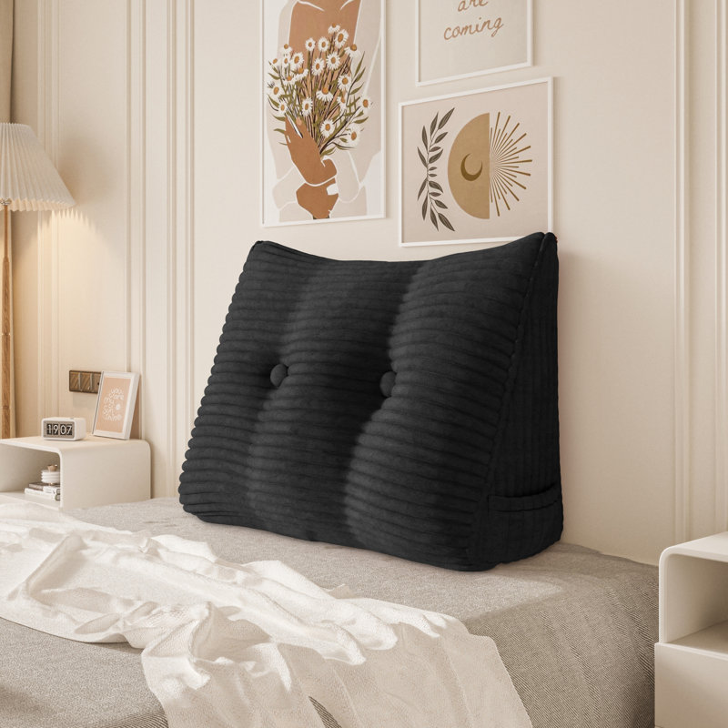 Corduroy Backrest Pillow, 50cm H x 60cm W, Black