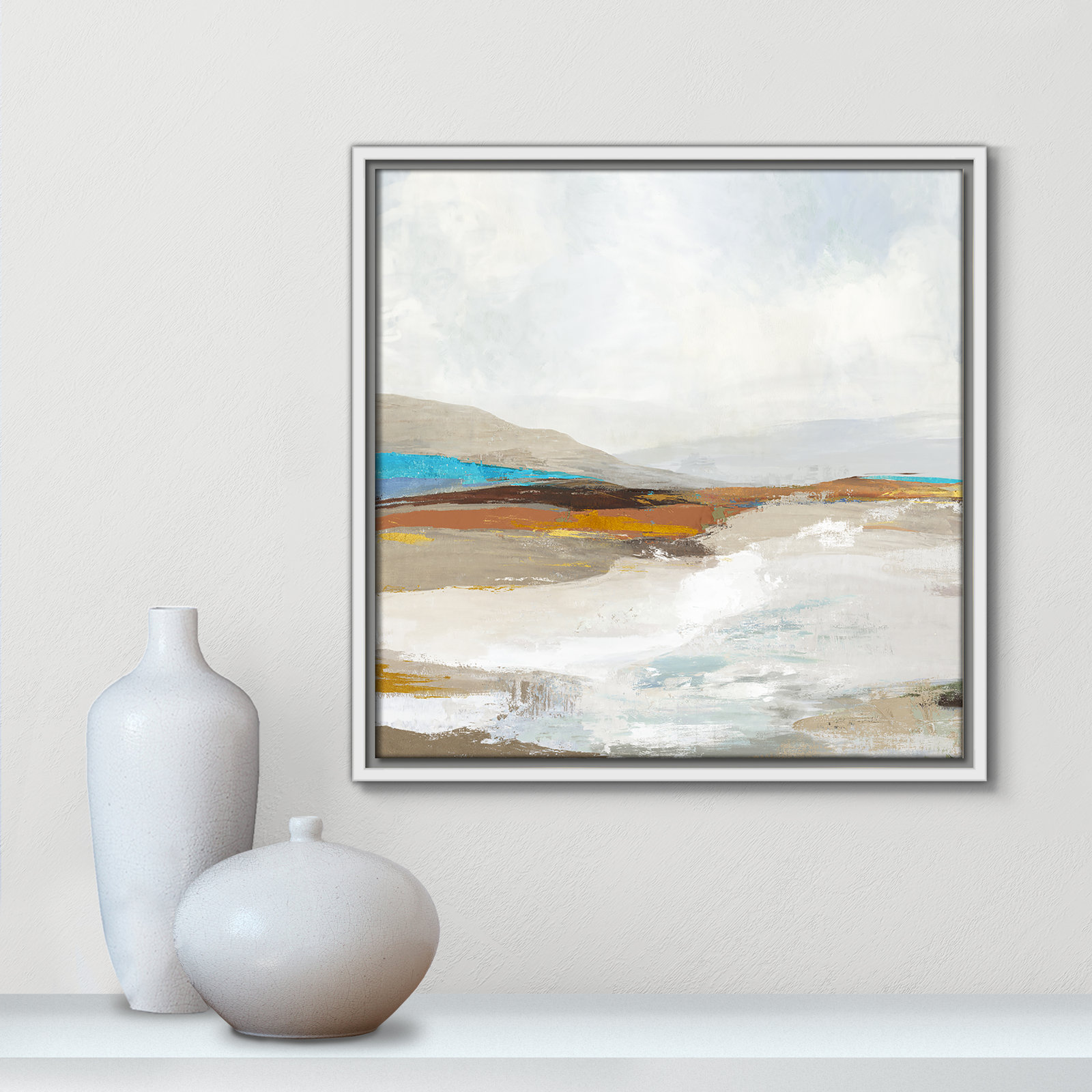 Middlebury "Soft Sea I" Print by Allison Pearce, 17.5" H x 17.5" W, White Framed