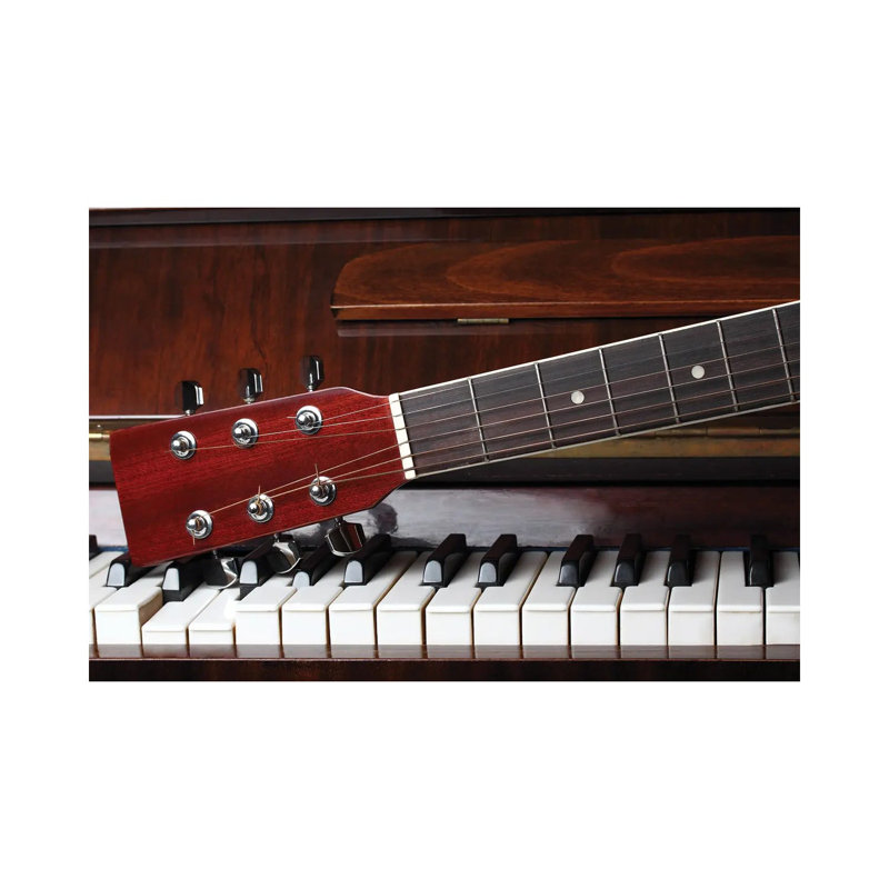 Guitar Neck On Old Piano Keys - Print on Canvas, Wrapped Canvas, 45.72cm H x 66.04cm W x 3.81cm D