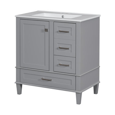Ensemble de meuble-lavabo simple 30 po avec plateau en céramique Maureena