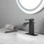 Robinet de salle de bain avec bec cascade et poignée simple, acier inoxydable, abat-jour noir mat-124831569