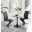Elina White Marble Effect Melamine Round 80cm Dining Table And 2 Faux Leather Dining Chairs