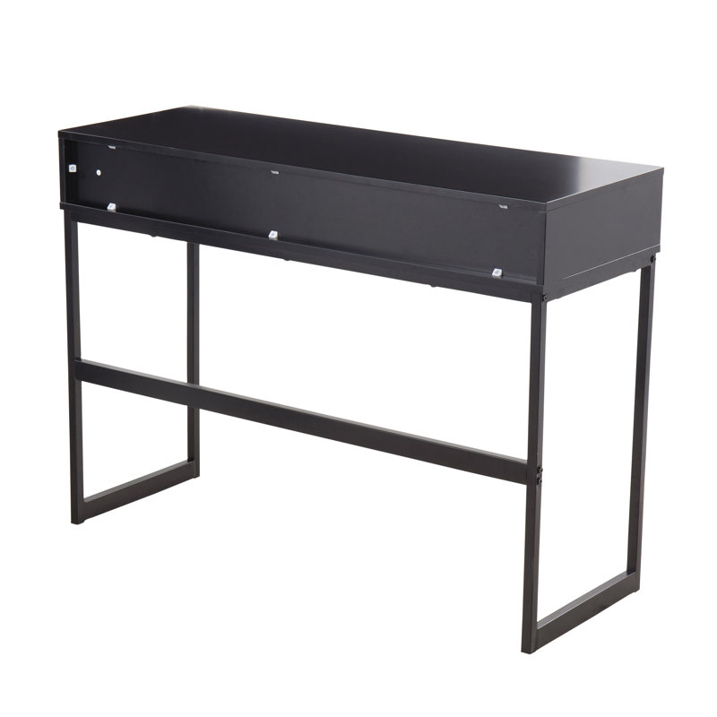 Console noire contemporaine avec structure en métal et plateau en bois | Idée de cadeau, Noir