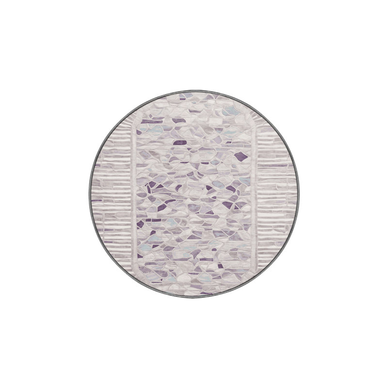 Machine Washable Gray Area Rug, Round 7'