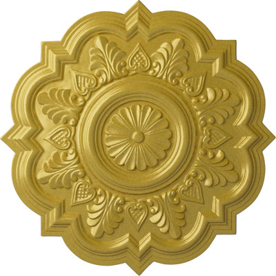 Endurathane Deria Ceiling Medallion, 20 1/4"OD x 1 1/2"P (Fits Canopies up to 6"), Hand-Painted Rich Gold Finish