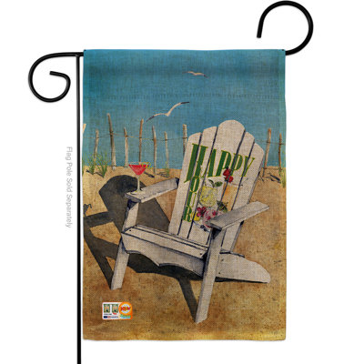Beachside happy hour, & boissons impressions à 2 côtés en toile jute 18,5 x 13 po drapeau de jardin