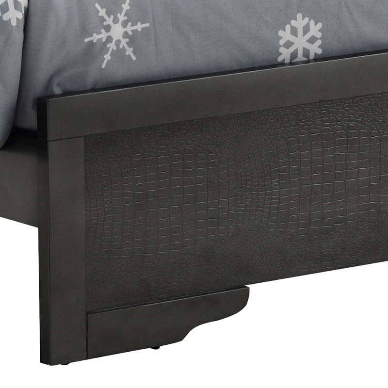 Vegan Leather Standard Bed, Charcoal, Queen