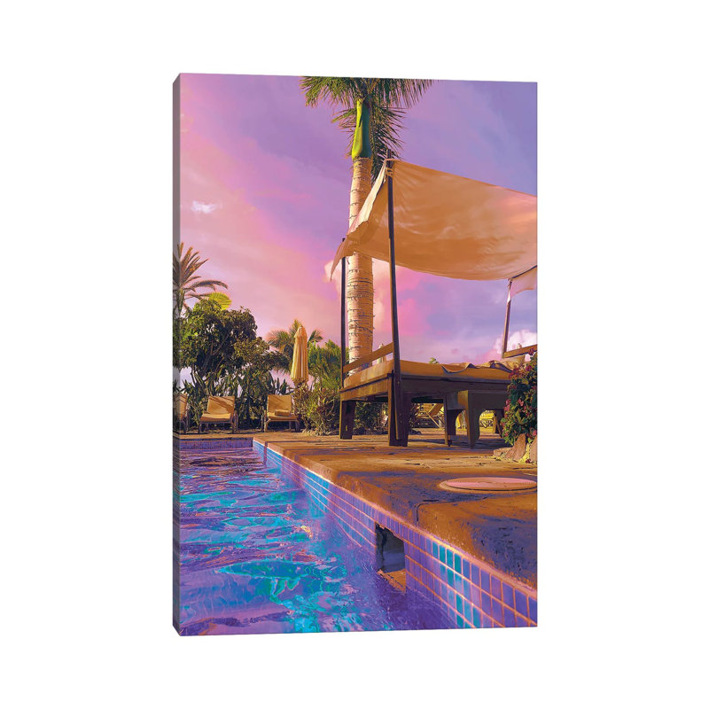 Poolside Pleasure by Nathan Head - Print on Canvas, Black Framed, 66.04cm H x 45.72cm W x 3.81cm D