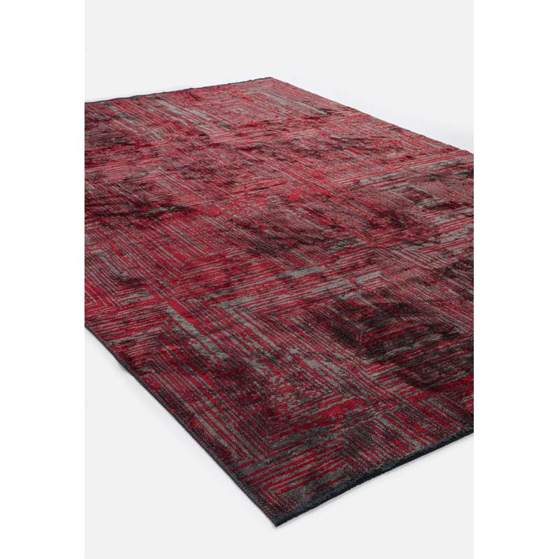 Tapis traditionnel à motif géométrique, Rectangle 6 pi 7 po x 8 pi 3 po