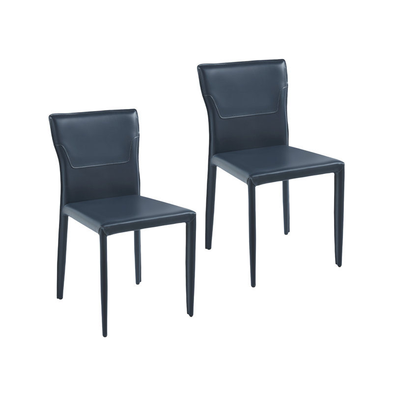 Chaise rembourrée en cuir Angelicia, Bleu