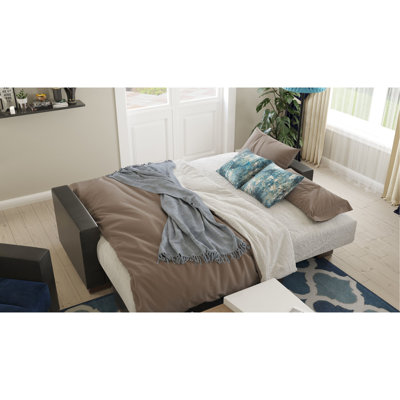 Chaise longue rembourrée convertible en microfibre bleue à 3 places, rangement inclus, lit Click Clack to 80,3 po x 68,8 po, capacité de poids de 1 000 lb, rembourrage en mousse, méridienne en métal bleu, revêtement en microfibre