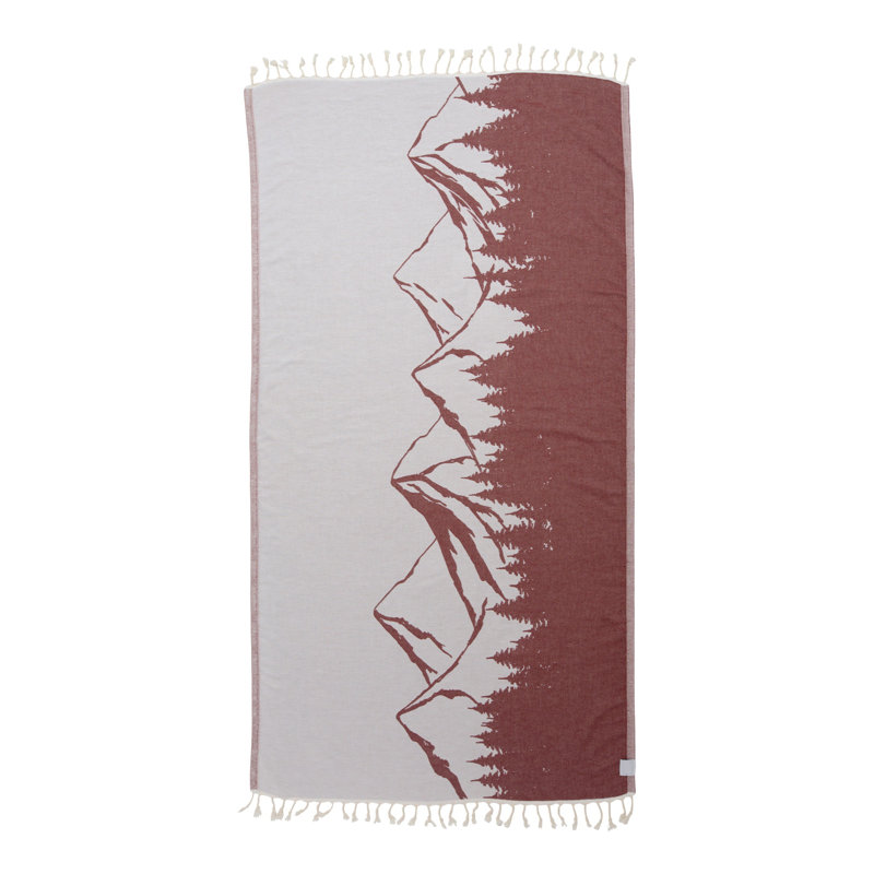 Mountain Print 100% Cotton Beach Towel, Red