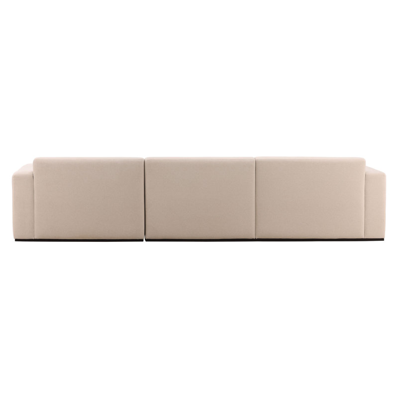 Brooklyn Polyester Upholstered Chaise Sectional, Mohair Cream, Right Hand Facing