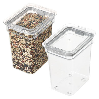 Panier de rangement moyen iDesign avec couvercle hermétique pour rangement de cuisine ou de garde-manger - ensemble de 2 - transparent