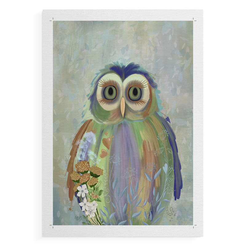 Fantastic Florals Owl - Impression sur toile seulement - NON CADRE, H 27 po x l 18 po