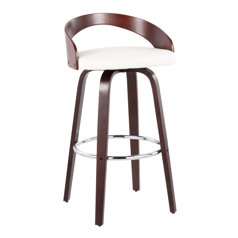 Tabouret de bar 35,25 pouces en similicuir 2 pièces blanc avec pivot