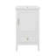 Meuble-lavabo de 20 po avec lavabo en céramique, tiroir et porte, armoire de rangement en bois avec repose-pieds réglable
