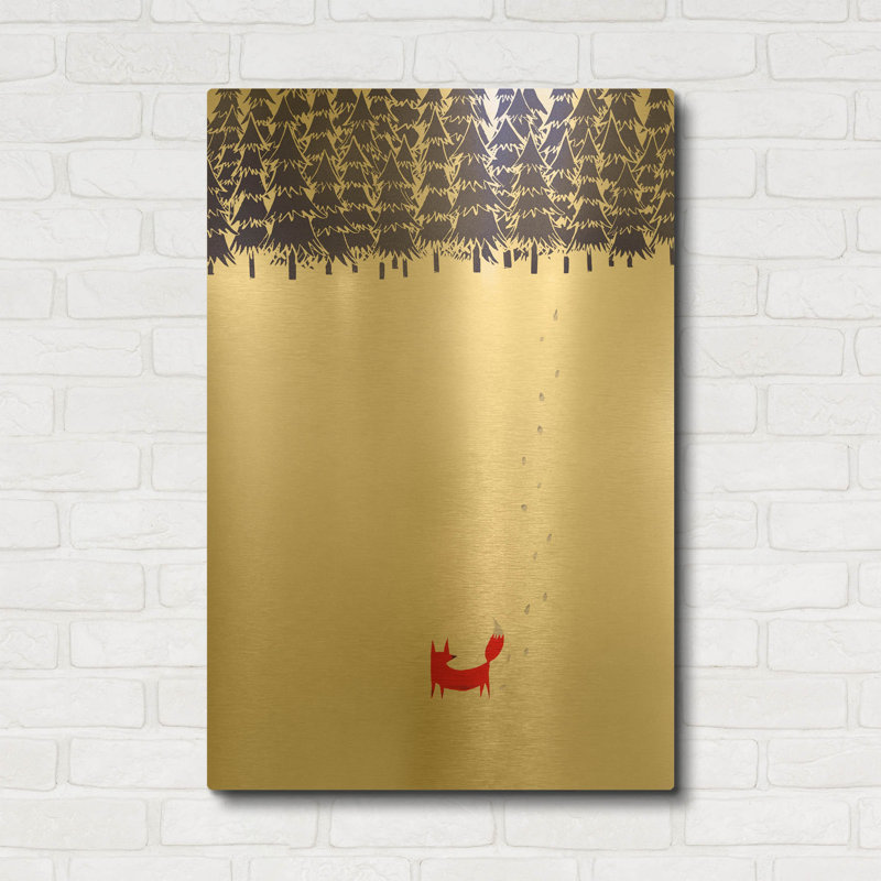 «Alone In The Forest» par Robert Farkas, art mural en métal doré, 24 po x 36 po, 24 po x 36 po