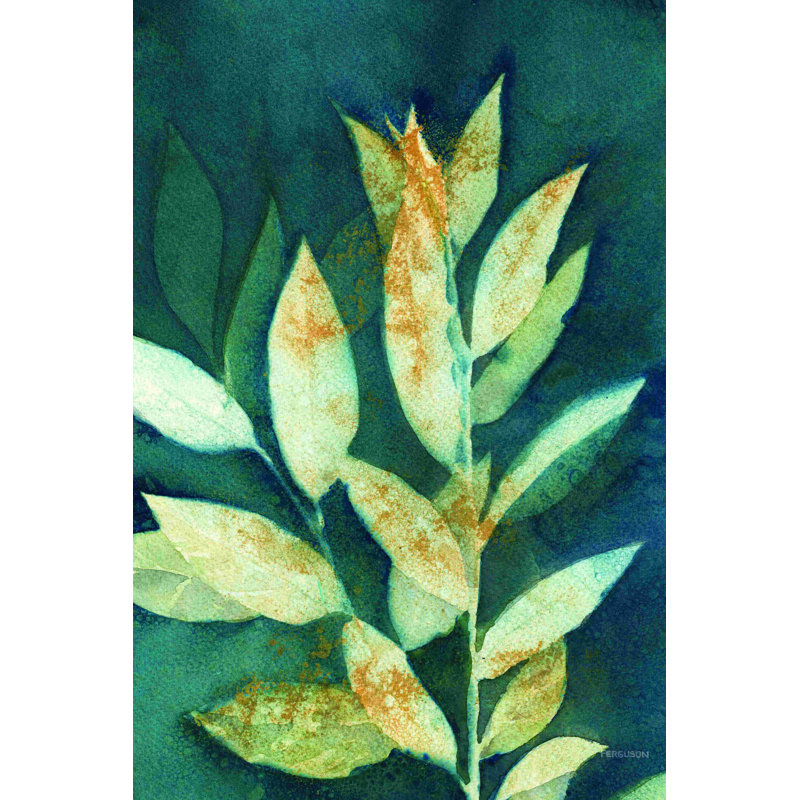 «Shower of Gold III» par Kathy Ferguson, peinture, H 12 po x l 8 po, Toile tendue