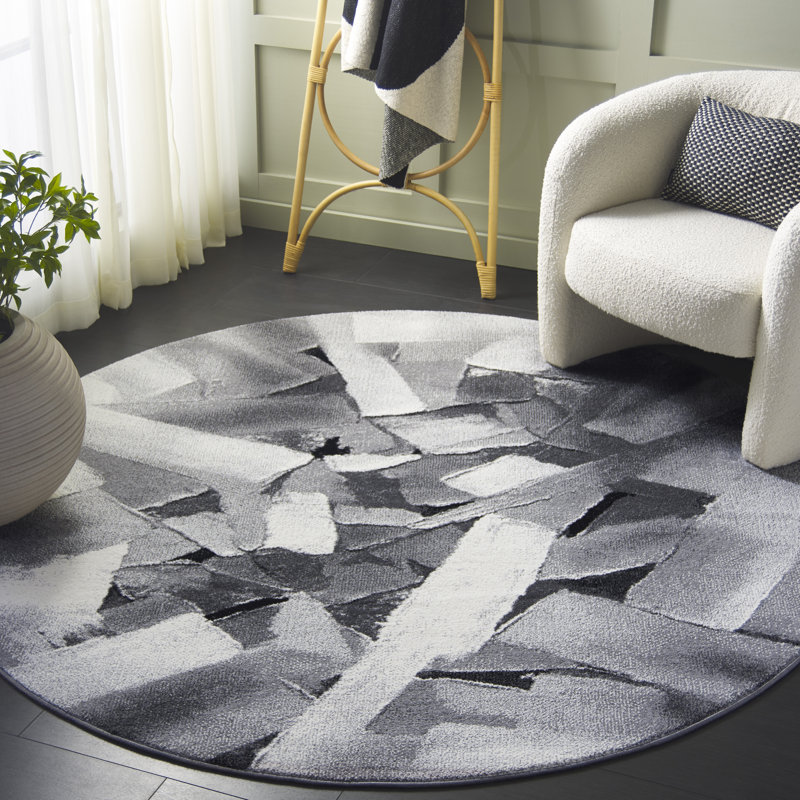 Gilmar 6937 Area Rug In Ivory / Grey, Round 6'7"