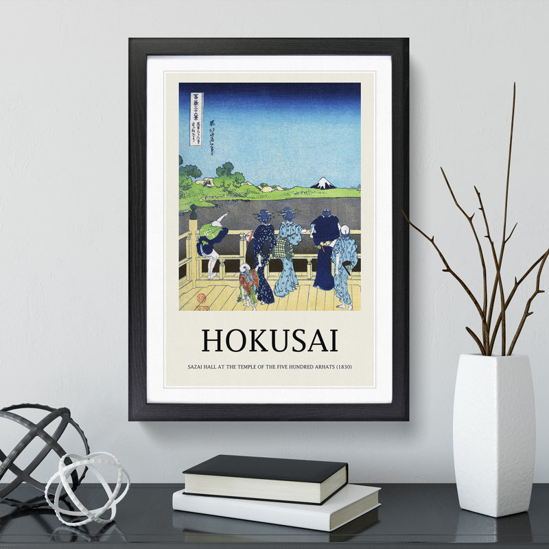 View of Mt. Fuji from Sazai Hall by Katsushika Hokusai - Picture Frame Art Prints, Black, 48cm H x 36cm W x 2cm D