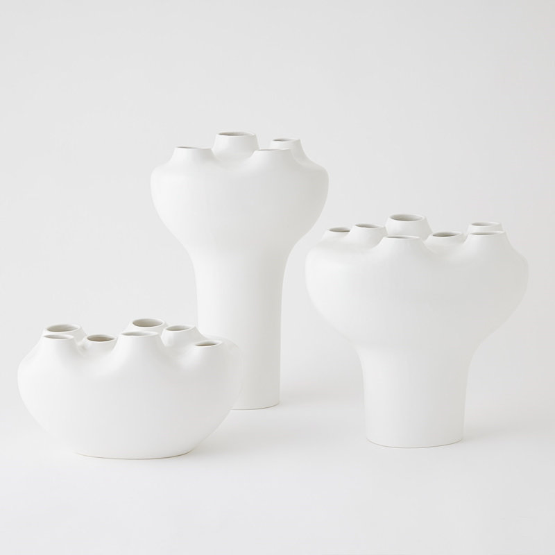 Geyser Handmade Earthenware Table Vase, White
