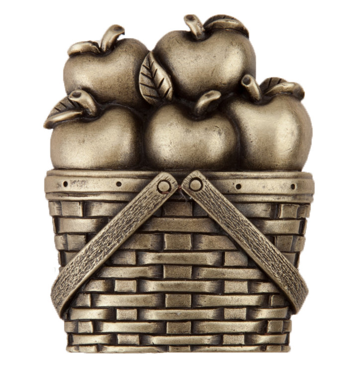 Apple Basket Cabinet Knob, Antique Brass