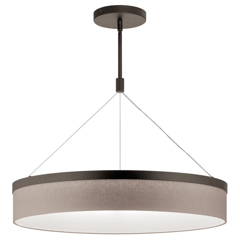 3 - Light Dimmable LED Drum Chandelier, Olde Bronze, 42.5" H x 26" W x 32" D