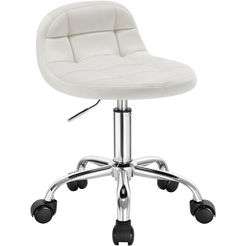 Hertzfeld Backed Adjustable Height Lab Stool, Cream White