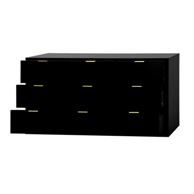 Commode 9 tiroirs noire, grande commode profonde de 63 po, commode en bois avec 9 tiroirs pour la chambre à coucher, commodes longues pour le salon, couloir