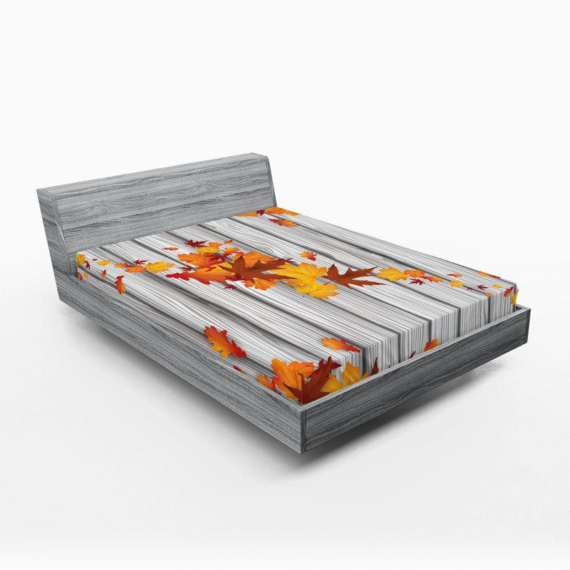Ensemble de 2 draps-housse Ambesonne Autumn, Drap-housse de taille double