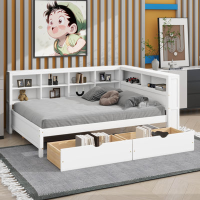 Wooden Full-Sized Daybed With 2 Drawers, Boasting Storage Shelf & USB Charging Ports